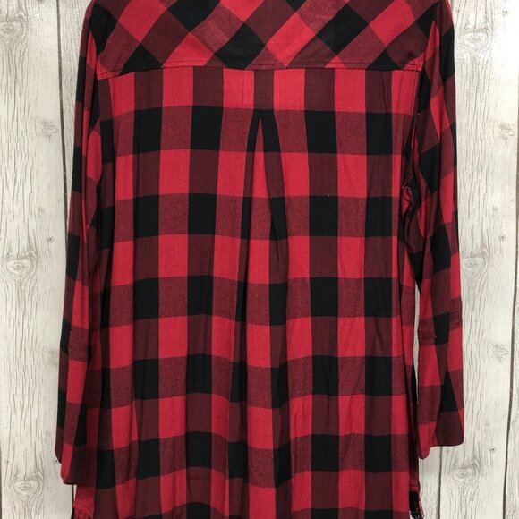 Kayla Seo Buffalo Plaid Frayed Hem Shirt Ladies Size Large  ** - Picture 3 of 6